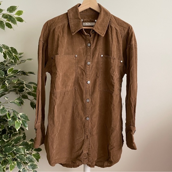 NEW Free People Baby Cord Button Down Shirt - Picture 8 of 16